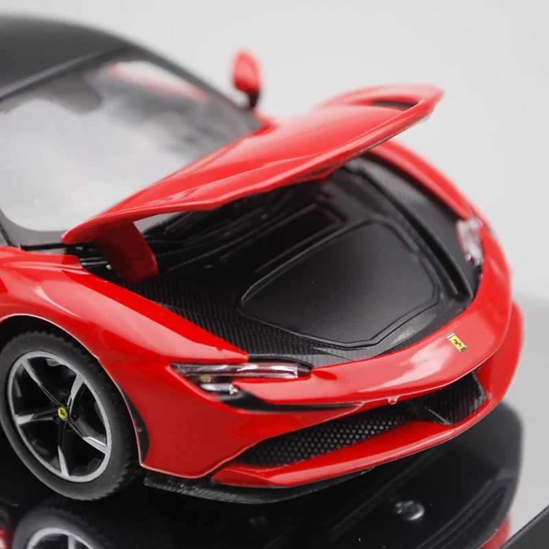 Bburago 1:32 Ferrari SF90, акустическое управление светом, акриловая прозрачная крышка, модель автомобиля из сплава, Коллекционная модель в подарок