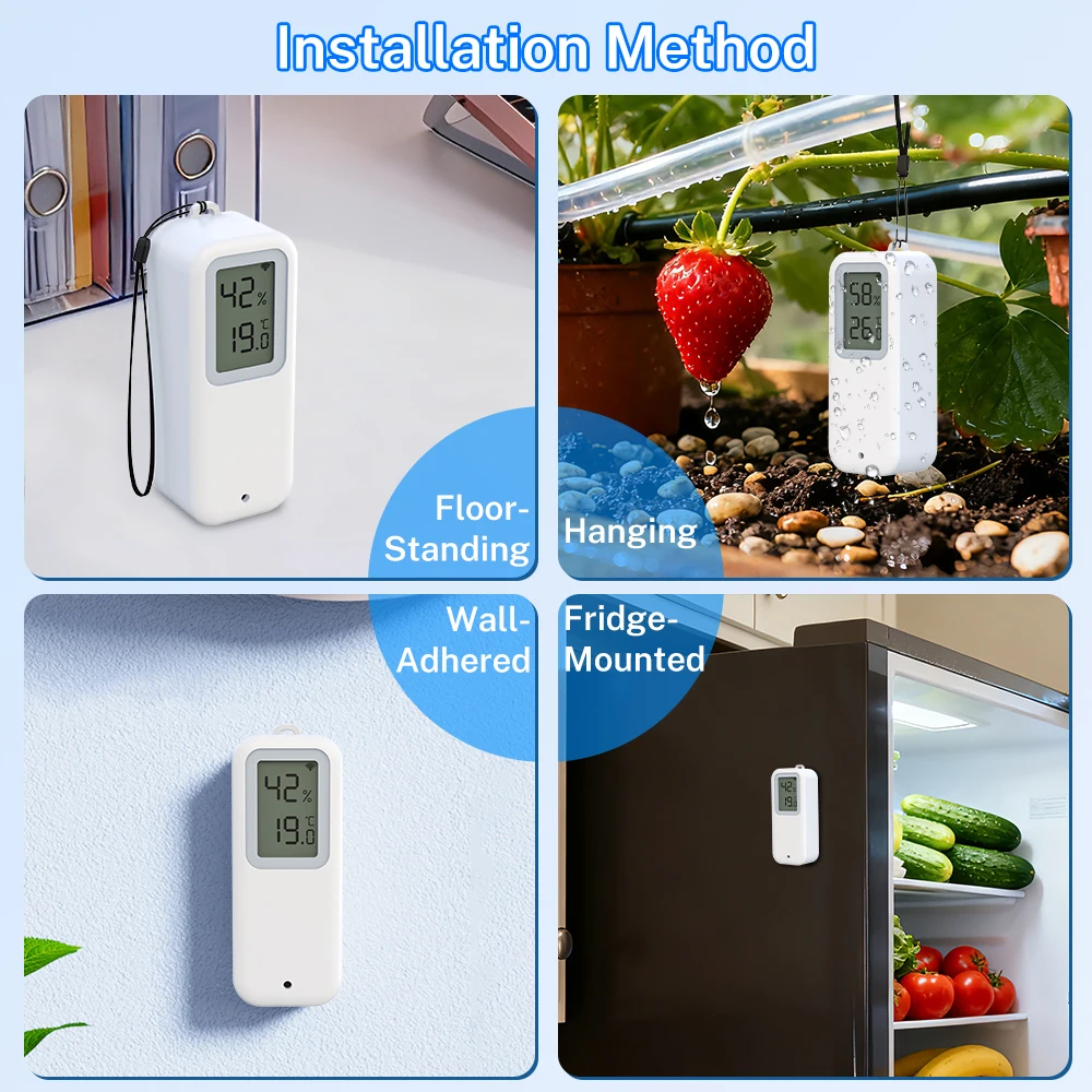 Фото Датчик температуры и влажности Smart Life Tuya WiFi/Zigbee, водонепроницаемый ЖК-дисплей IP65, работает с Alexa/Google, в помещении/на открытом воздухе №4