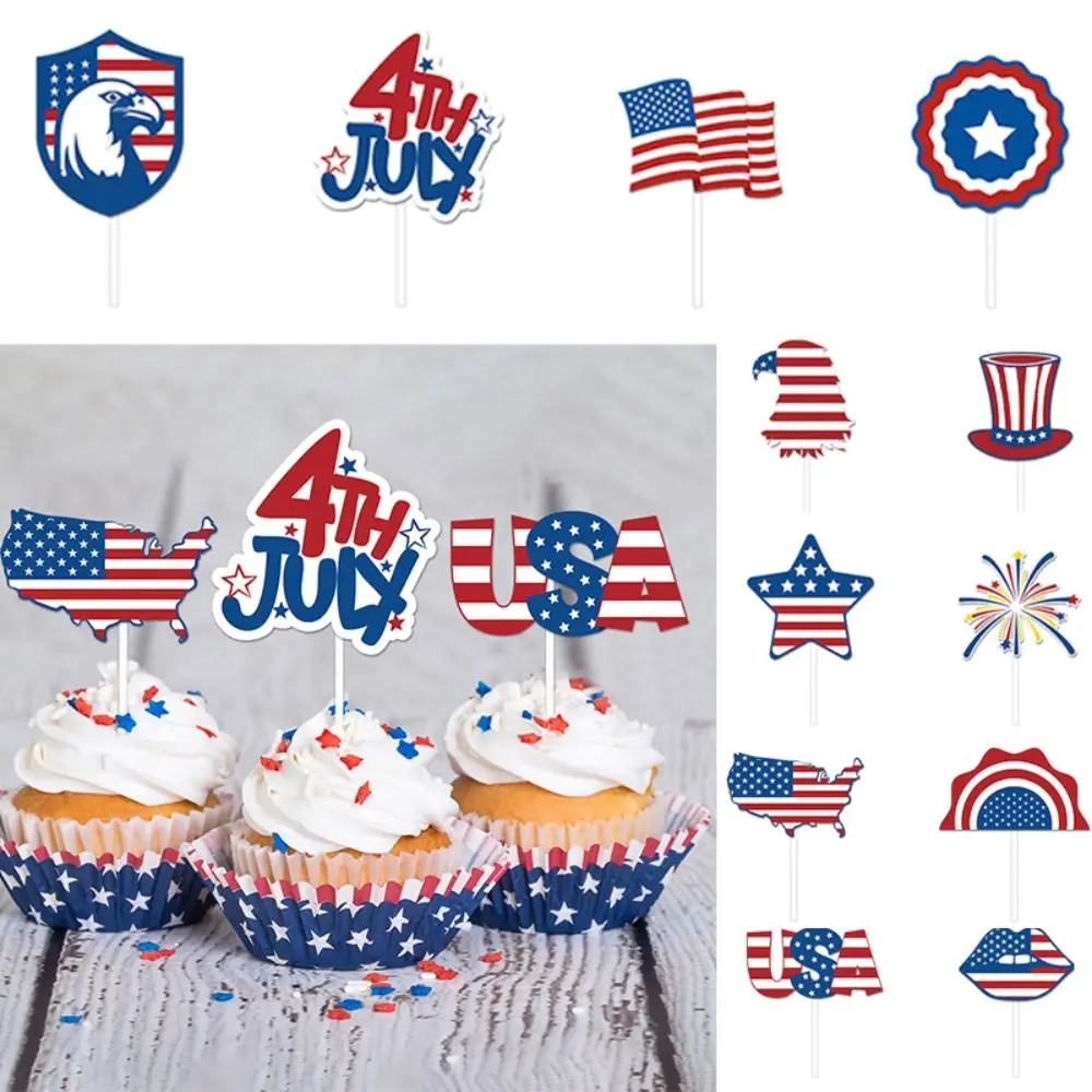 

Supplies 4th of July Themed Party DIY Decoration Cupcake Flag Insertion For Celebrate USA Independence Day Cake Topper