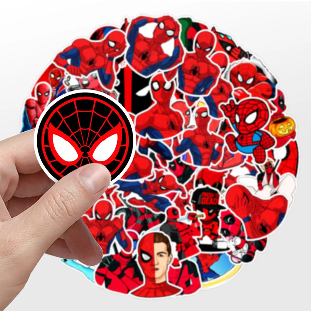 

100pcs Disney Marvel Deadpool Spider-Man Stickers The Avengers Superhero Decals DIY Laptop Car Phone Cool Stickers for Kids