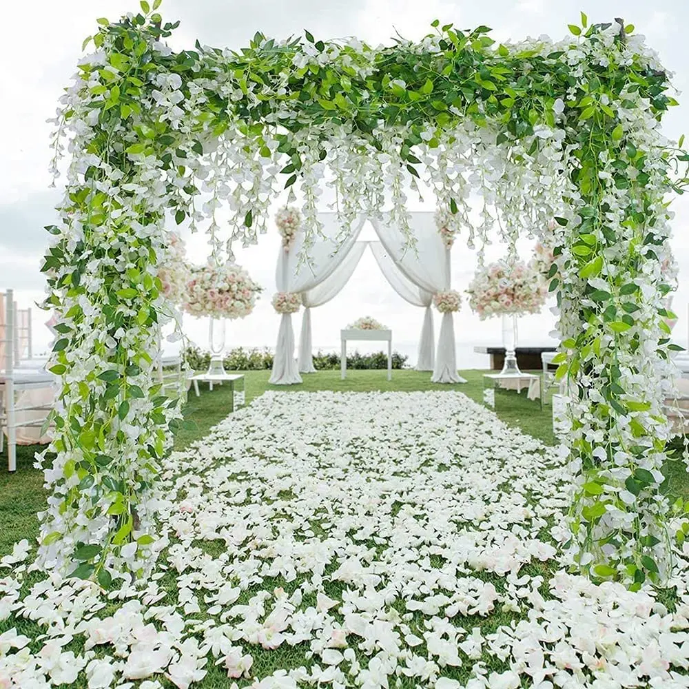

250/180CM Fake Ivy Wisteria Flowers Artificial Plant Vine Garland for Room Garden Decorations Wedding Party Arch Floral Decor