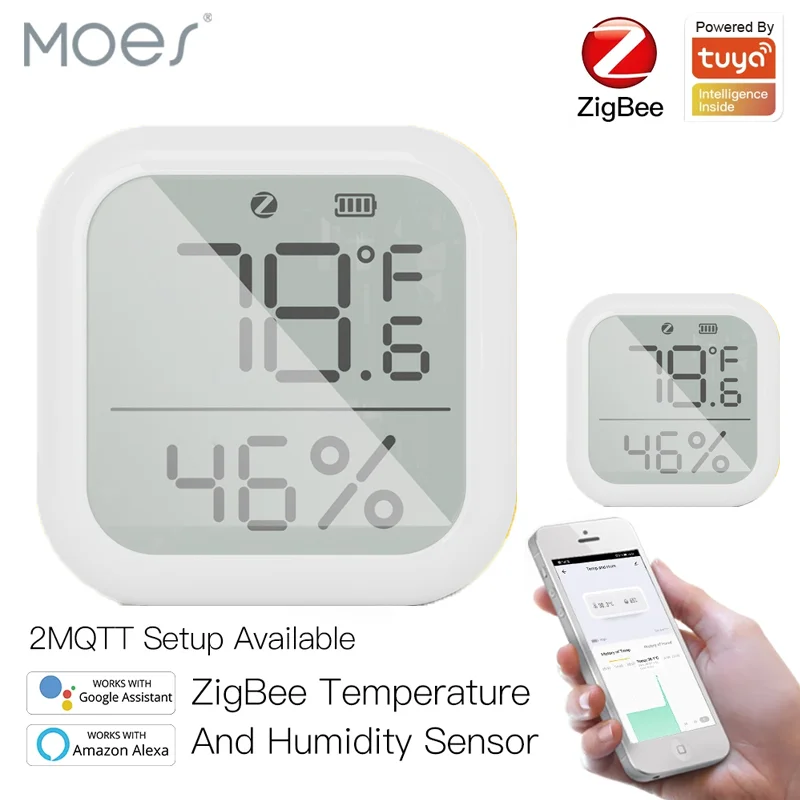 

Tuya Zigbee Smart Temperature And Humidity Sensor Indoor Hygrometer Thermometer With LCD Display Support Alexa Google Assistant