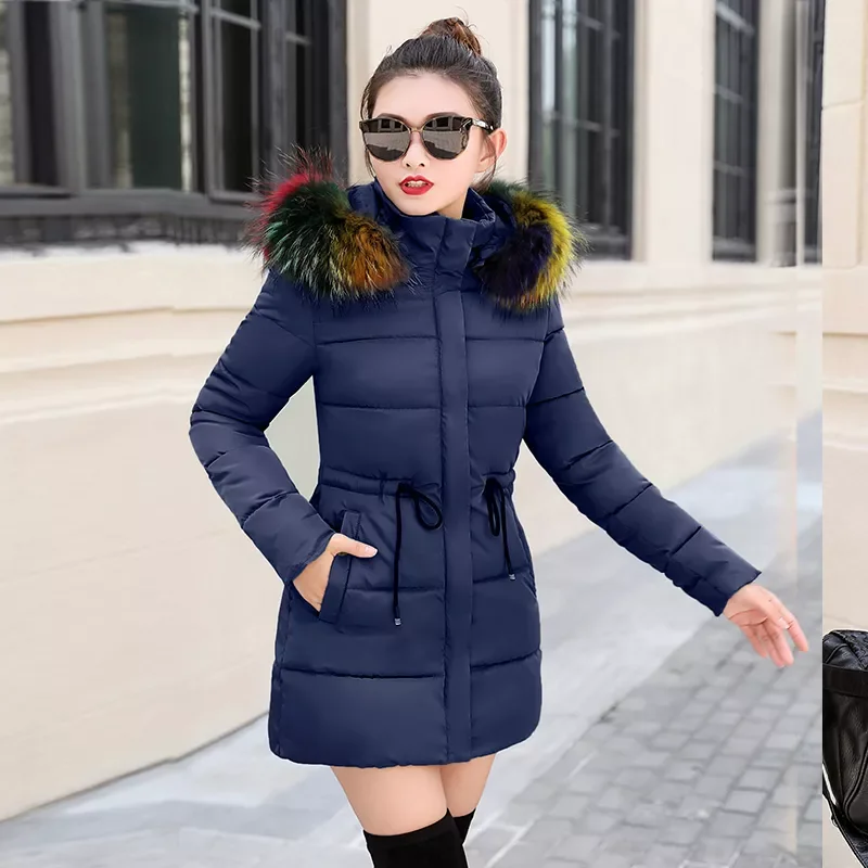 winter parkas women Ladies Casual Long Coats Woman Jackets Winter Women Hooded Fur Collar Cotton Warm Outwear