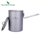 Титановая чашка для кемпинга Boundless Voyage, чашка с крышкой и складной ручкой для пешего туризма, пикника, воды, риса, еды, 900 мл