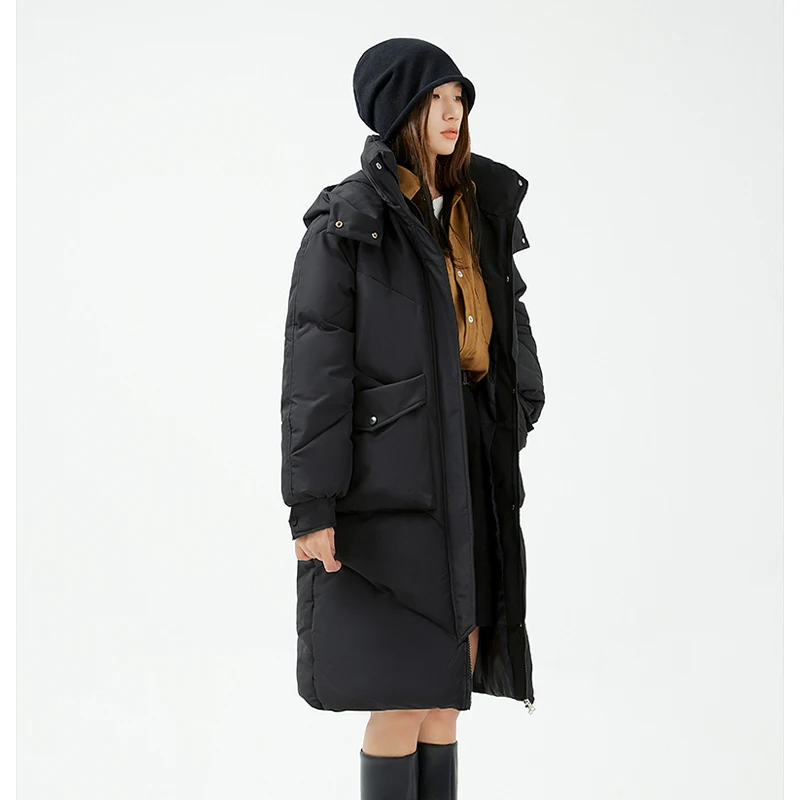 Fashion Women's Warm Long Cotton Clothes Loose Casual Thicken Long Sleeve Solid Parka All-match Women Winter Down Padded Jacket