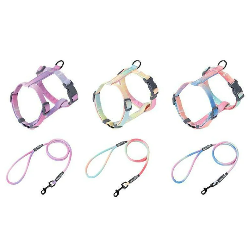 

Adjustable Cat Harness and Leash Set Gradient Color Pet Leash Harness Prevents Breaking Out for Cats & Puppies Pet Accessories