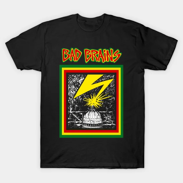 

2022 Men Summer Black Street Fashion Hip Hop Bad Brains Rock Band T-shirt Cotton Tees Short Sleeve Tops