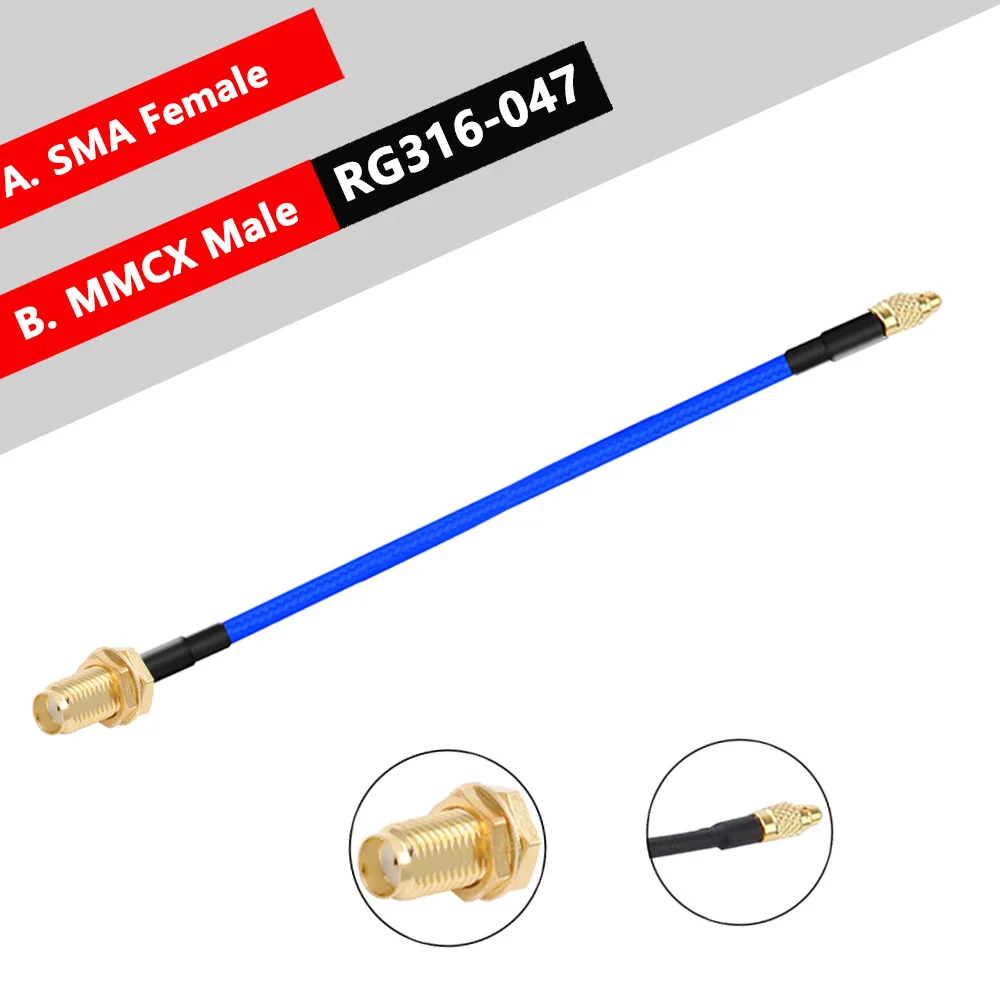 

Кабель RG316 SMA-MMCX синий 5 см