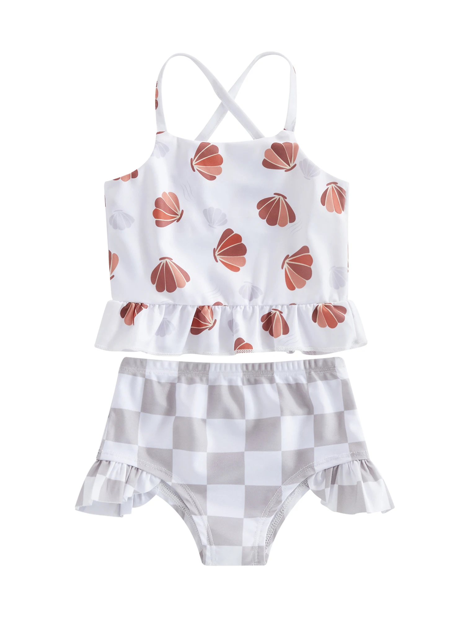 

Toddler Baby Girls Swimsuit Sleeveless Cartoon Print Cute Bathing Suit Knot Back Bikini Bottom Set