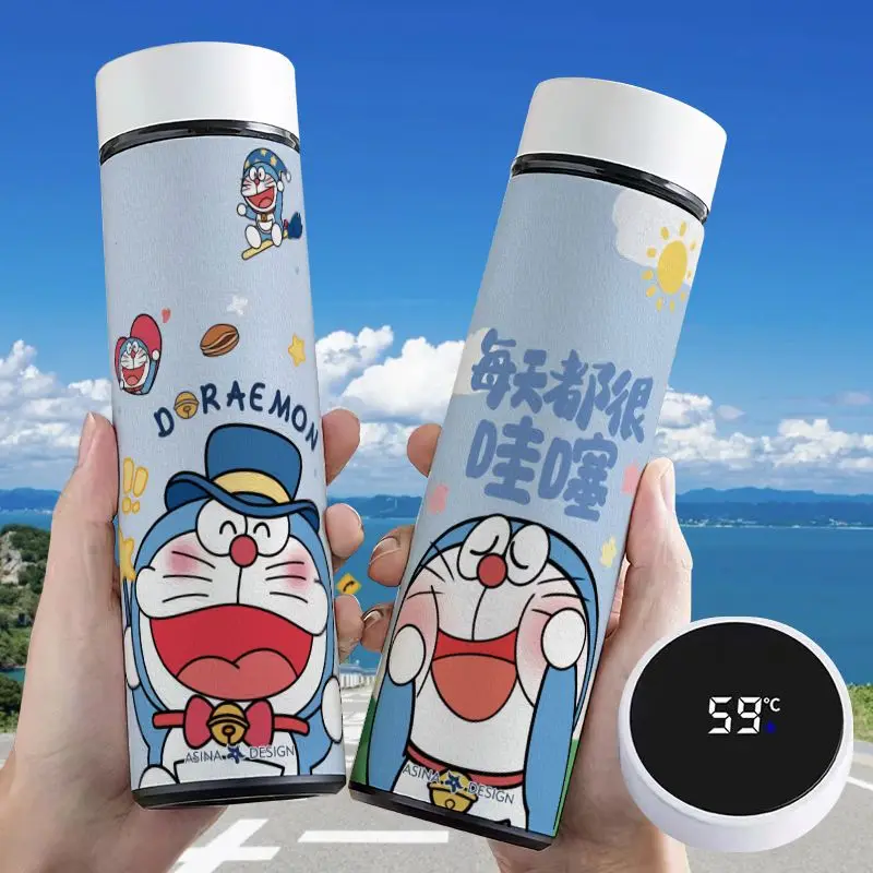 

Doraemon Oil Painting Cartoonlntelligent Student Vacuum CupGood-looking Temperature Measurement andTemperature Display Water Cup