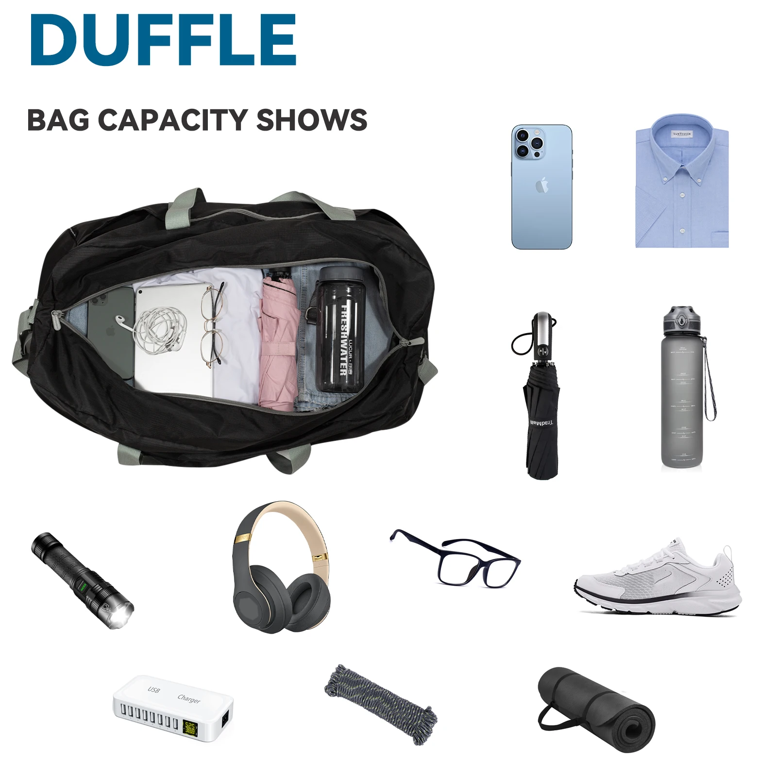 IFARADAY Unisex Travel Bag 28in Foldable Duffle Bags Waterproof Multifunctional Carry on Luggage for Storage/Camp