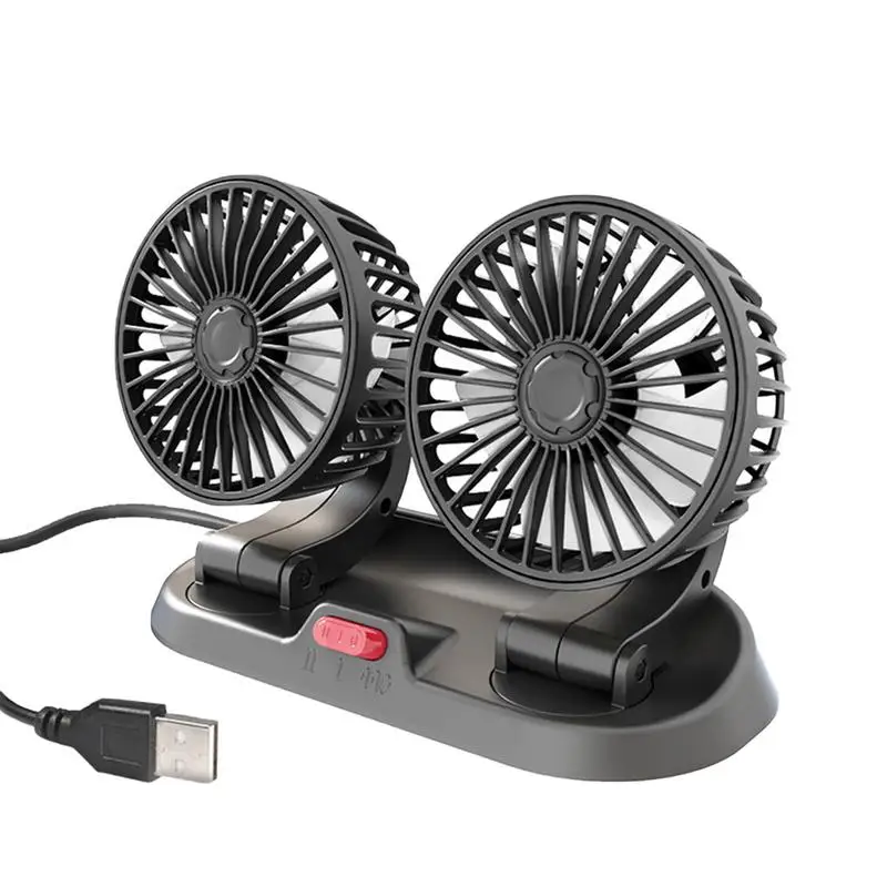 

Электрический вентилятор с двойной головкой, USB, с двойной головкой, охлаждающий воздушный вентилятор, вращающийся на 360 градусов, охлаждающий воздушный вентилятор, электрические автомобильные вентиляторы для приборной панели, автомобилей, внедорожников