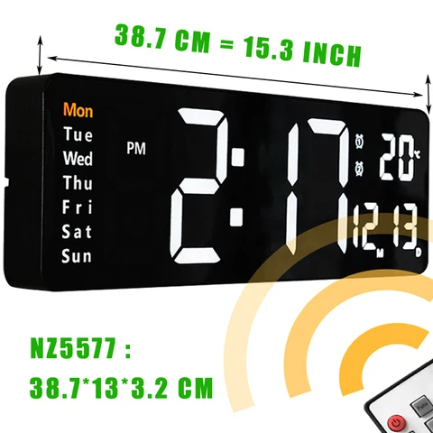 Большие цифровые светодиодные настенные часы, календарь со встроенным термометром для спальни, гостиной, настольное украшение