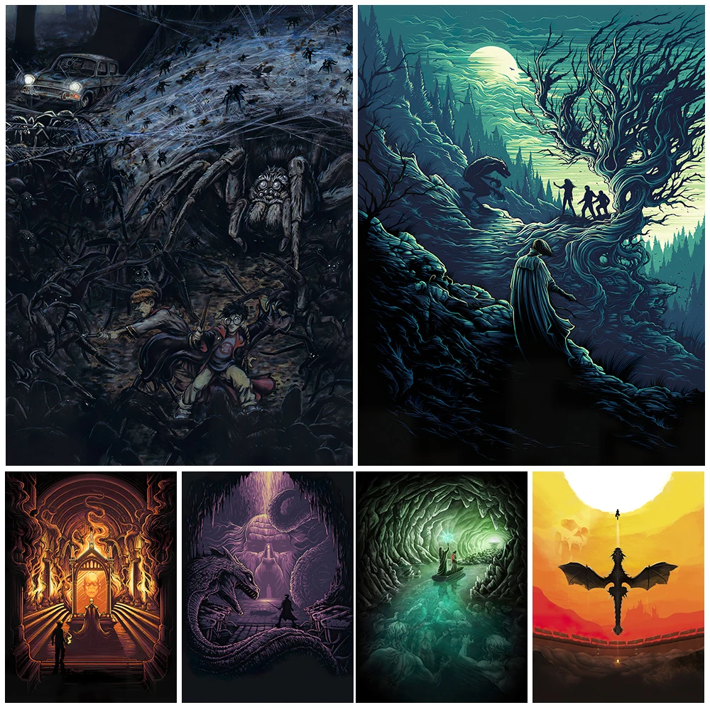 

Nagini,Wyvern Of Wye, Acromantula,Wizard Trial Magic Art Poster Print Decor The War Of The Wizard Academy Wall Art Canvas Print