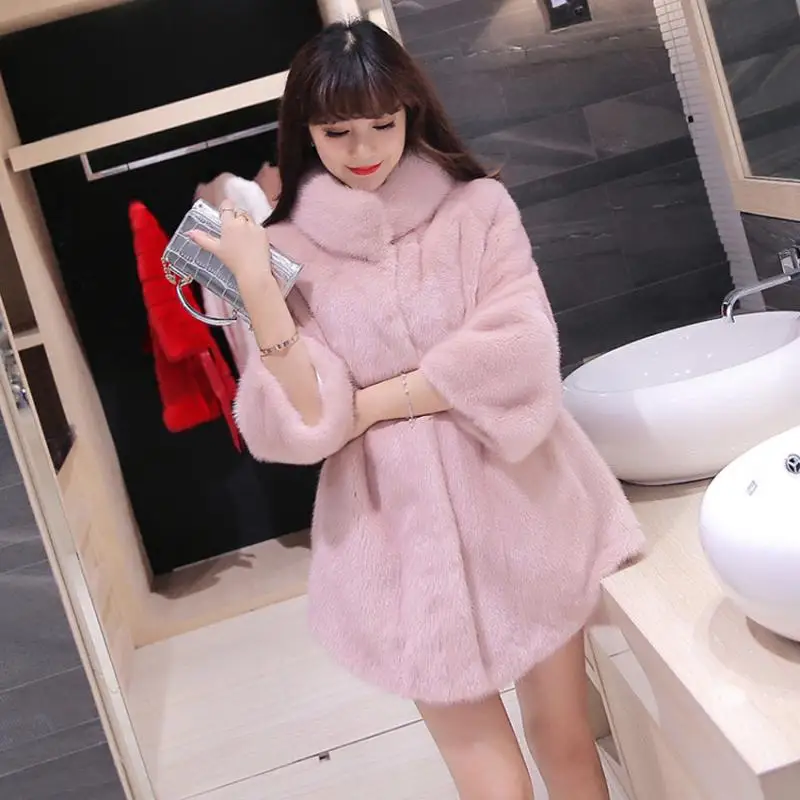 Faux Mink Fur Coat Women Elegant Winter Fur Jacket Coats 2021 Fashion Winter Long Sleeve Ol Streetwear Coat Chaqueta Mujer Slim
