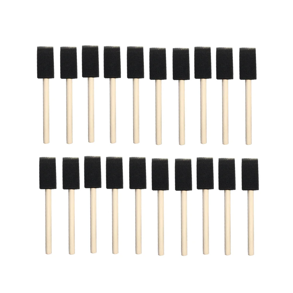 

24pcs 1 Inch Sponge Wood Handle Brush Set 10 Pack Lightweight Durable and Used for Acrylics Stains Varnishes Crafts Brushes