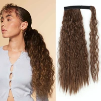 azqueen synthetic long curly ponytail natural curly hair extension around wrap horse tail black brown hair pieces for women