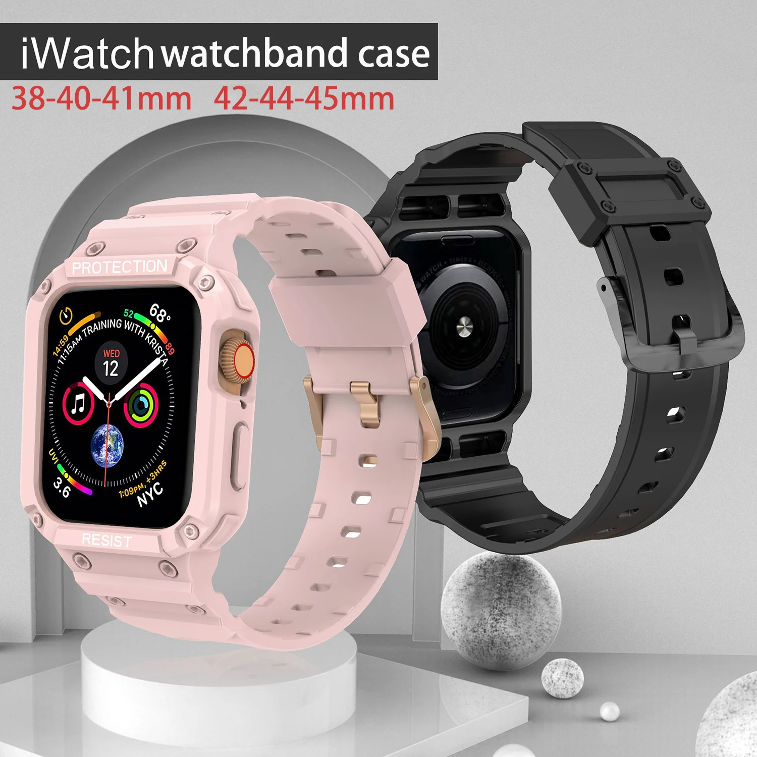 Ремешок спортивный прозрачный для Apple Watch 7 6 SE 5 4 3 2 силиконовый браслет iwatch 40 мм 44 42