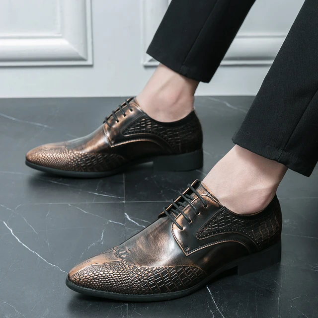 New Brown Derby Shoes for Men Pointed Toe Lace-up Black Gold Men's Formal Shoes Handmade Business Size 38-46 5