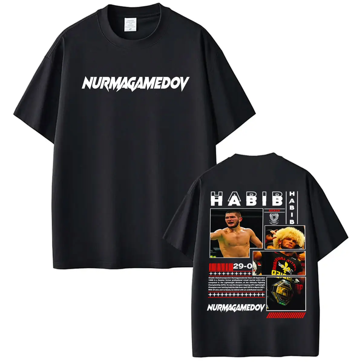 Фото Футболки с принтом Khabib Nurmagomedov The Eagle для мужчин и женщин, модная готическая винтажная футболка, повседневная хлопковая футболка большого размера, уличная одежда №1
