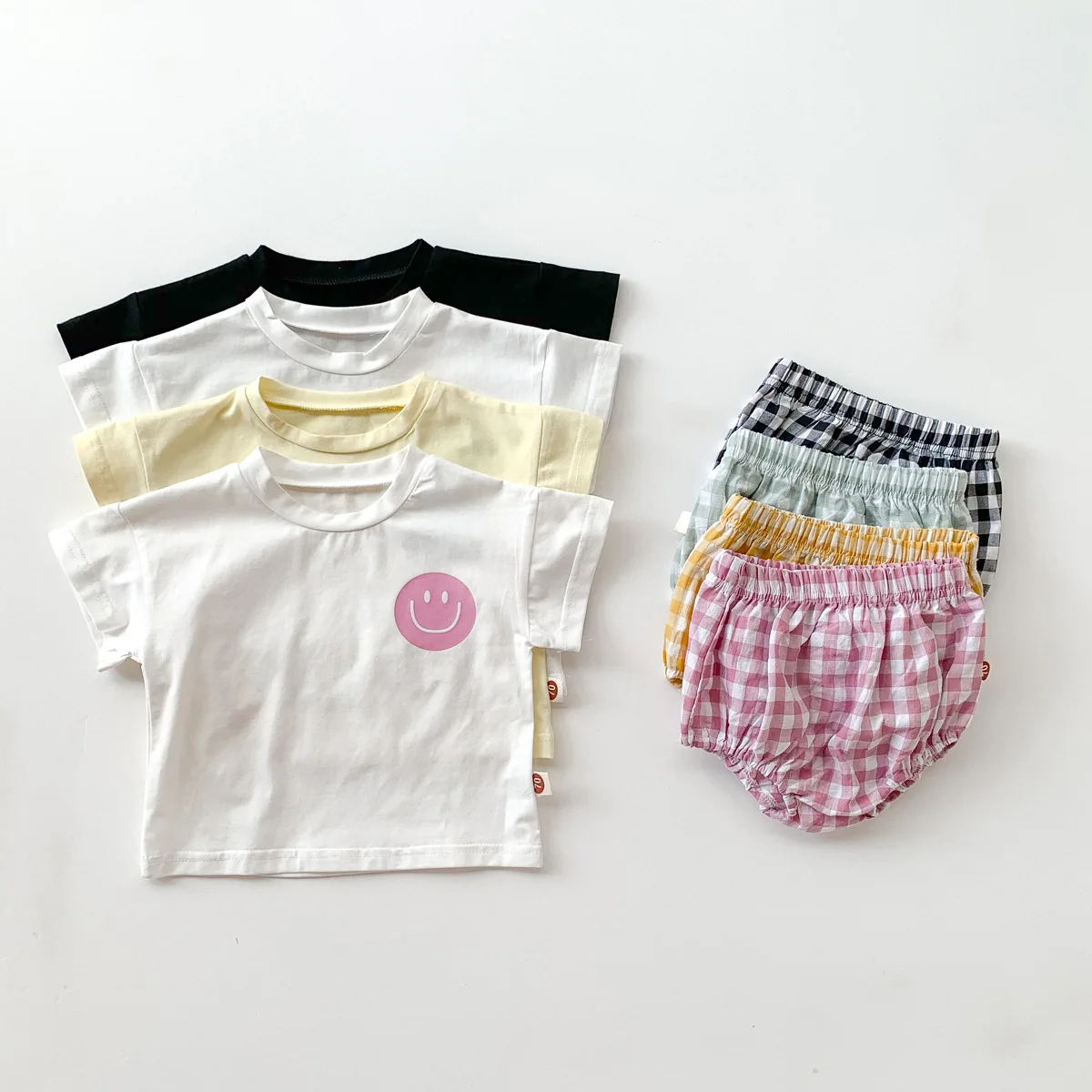 

2022 Summer Baby Clothing Sets Children's Suit for Boy Girls Outfit Cartoon Smile Face T-shirts Blommer Shorts 2pcs Kids Clothes