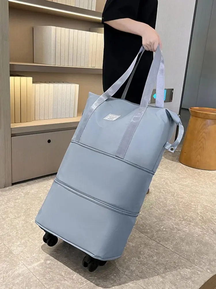 Folding Short-haul Travel Bag with Trolley and Telescopic Handle  Lightweight, Waterproof Oxford Cloth with Large Capacity - AliExpress