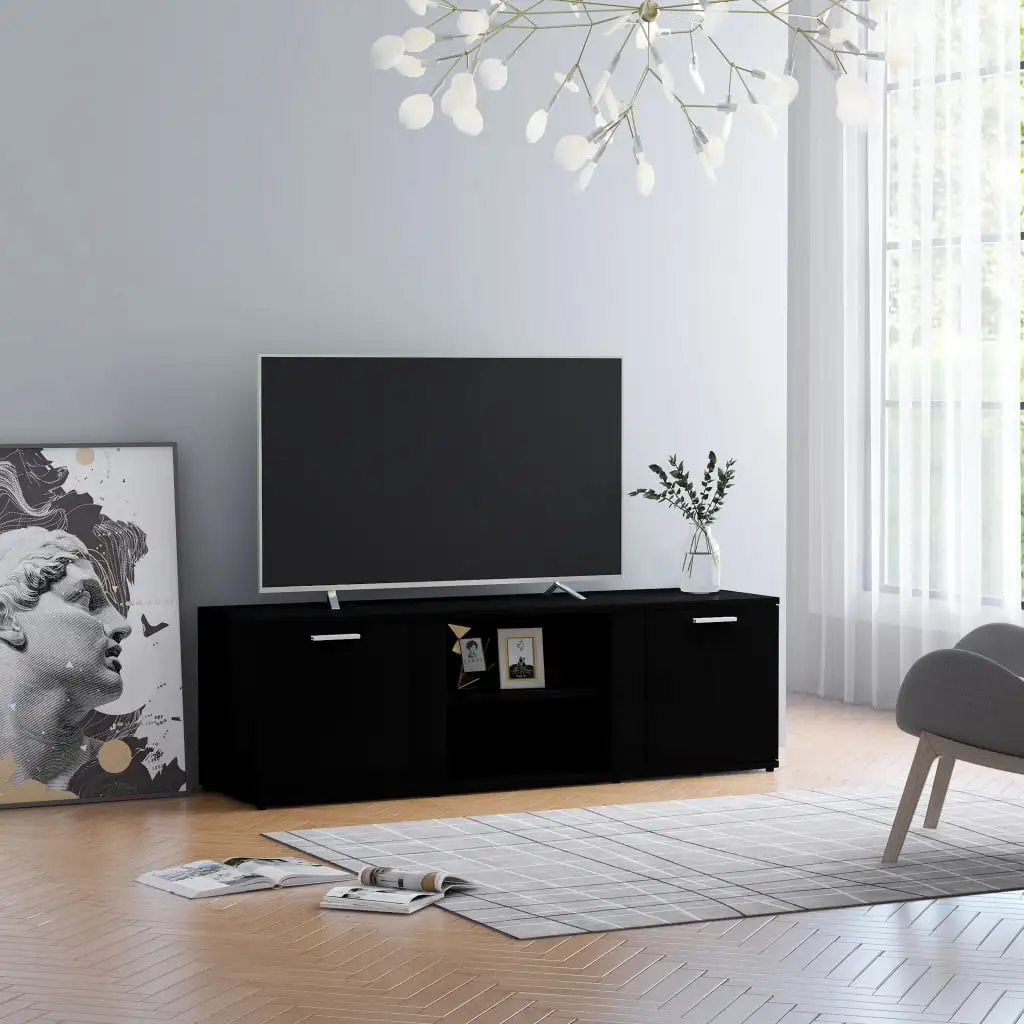 

TV Media Cabinet, Television Entertainment Stands, TV Table, TV Shelf, Black 47.2"x13.4"x14.6", Chipboard
