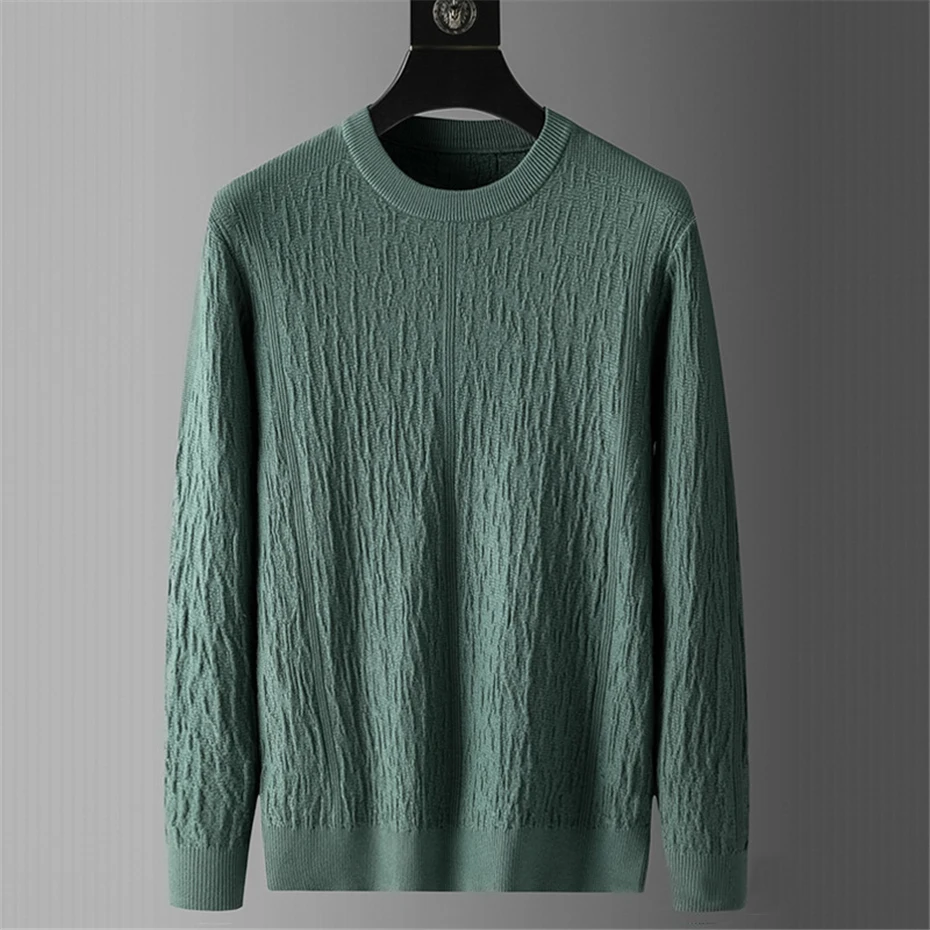 

Autumn Winter Knitted Sweater Men Solid Color Sweaters Fashion Causal Pullover Male Stretch Sweater