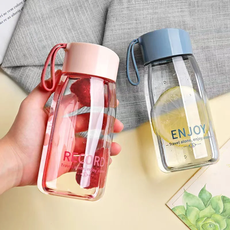 

380ml Plastic Letter Print Water Bottles 2023 Summer Transparent Bottle Outdoor Sports Water Cup Water Mug Student Portable Mug