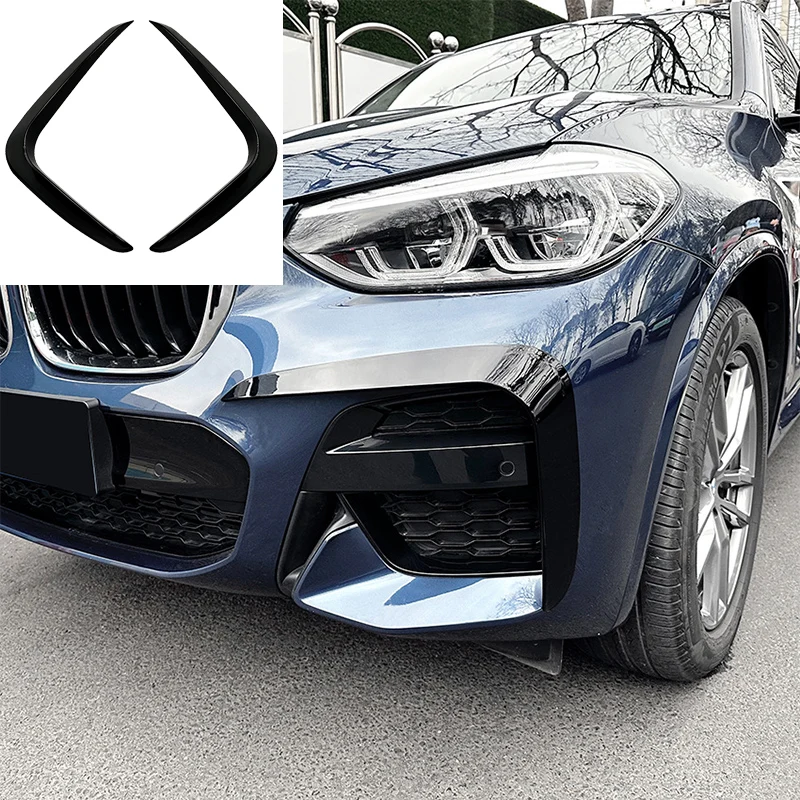 

For BMW X3 X4 G01 G02 M Sport 2018~2021 Car Accessories Front Bumper Splitter Side Corner Fog Light Canards Cover Trim Stickers