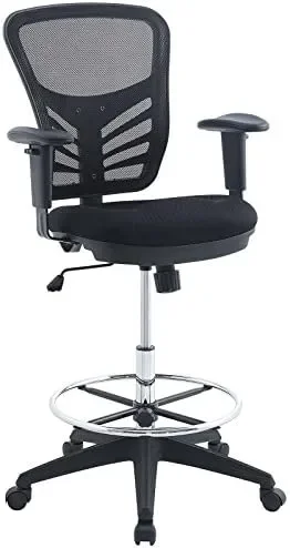 

Mesh Office Chair with Fully Adjustable Vegan Leather Seat In Black