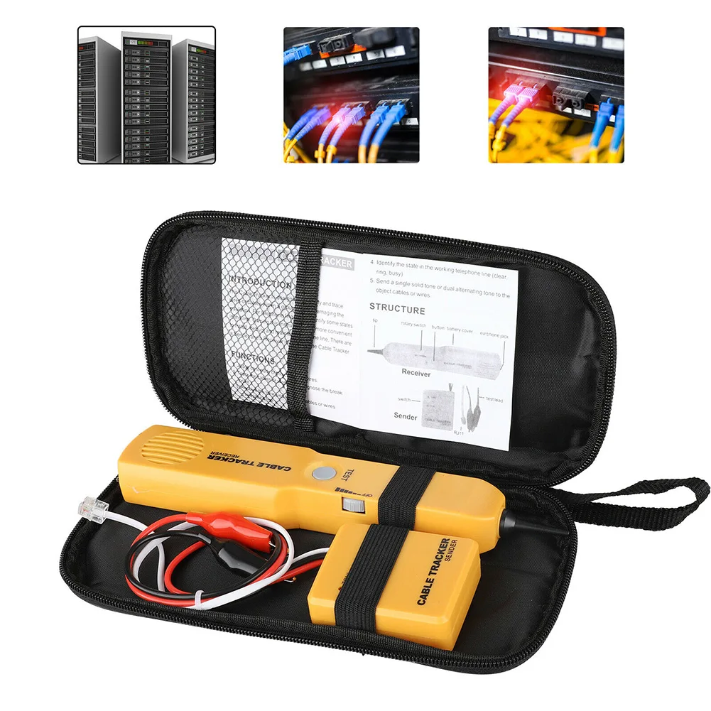 

Network RJ11 Line Finder Cable Tracker Tester Toner Electric Wire Tracer Pouch For Short Circuits Locate Open Circuits