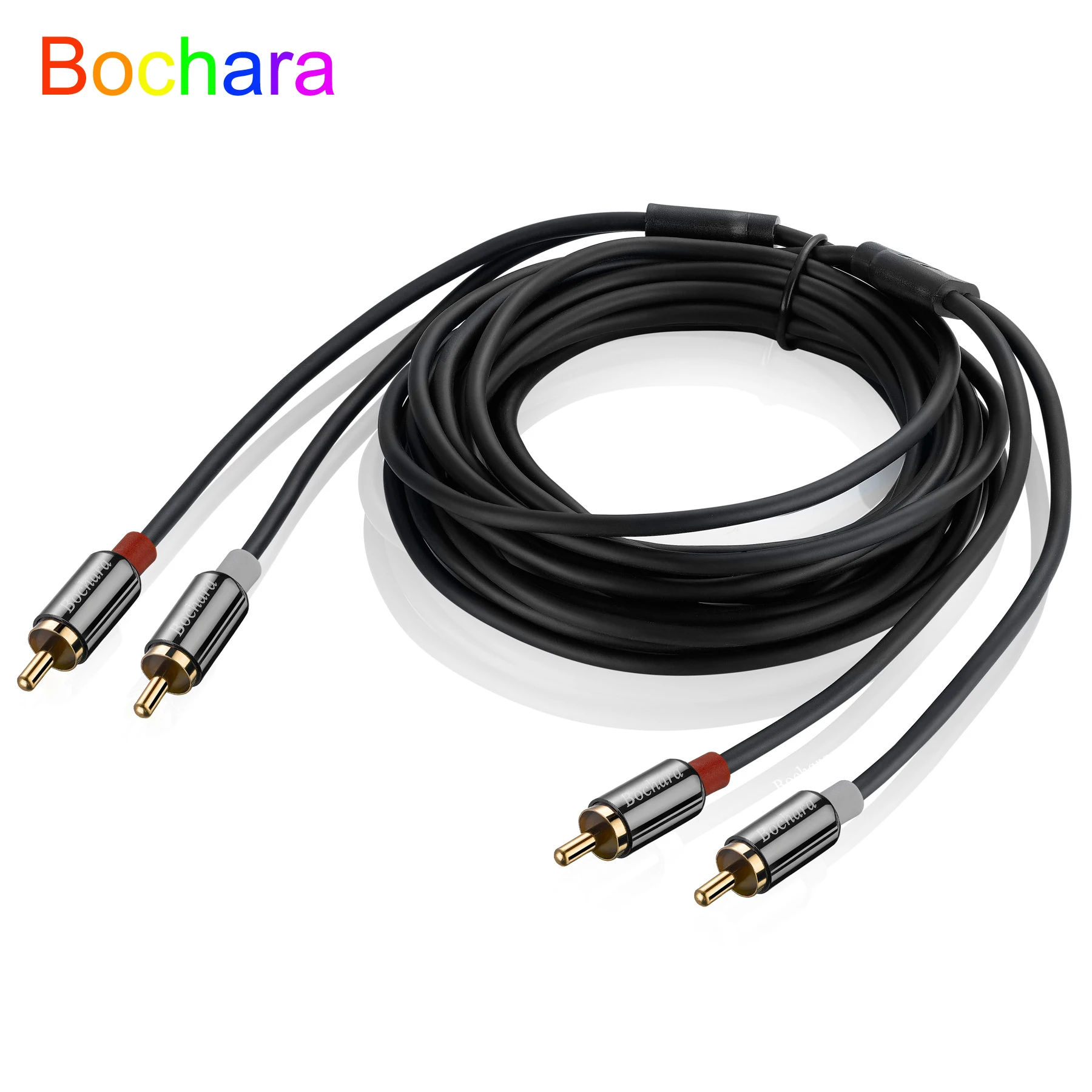 Аудио кабель Bochara 2RCA на 2RCA штекер-штекер OFC, медный корпус, фольга + Плетеный экранированный 5 м 10 м 15 м 20 м для усилителя, микшера, динамиков