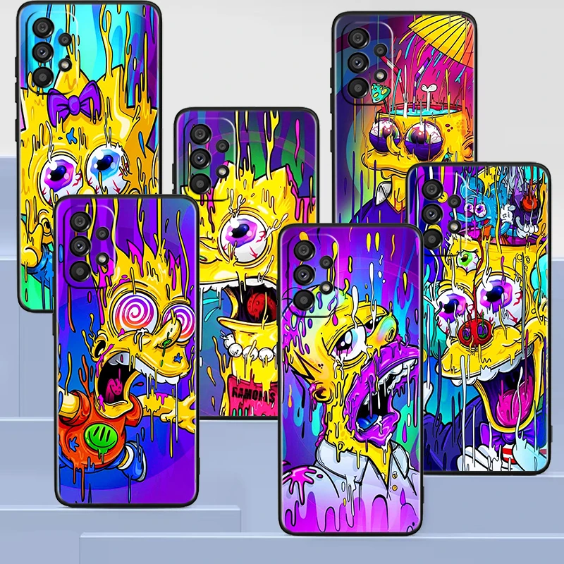 

Simpson Family Cute Cartoon Black Phone Case For Samsung A73 A72 A71 A53 A52 A51 A42 A33 A32 A23 A22 A21S A13 5G Cover