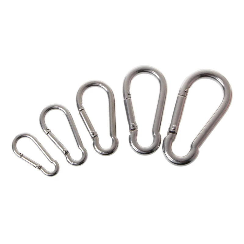 

304 Stainless Steel Spring Carabiner Snap Hook Keychain Quick Link Lock Buckle