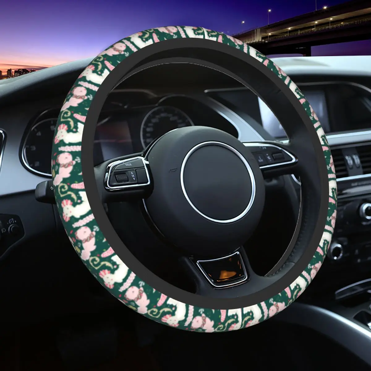 

Cute Kawaii Axolotl Car Steering Wheel Cover Anti-slip Auto Steering Wheel Protector Suitable Auto Steering-Wheel Accessories