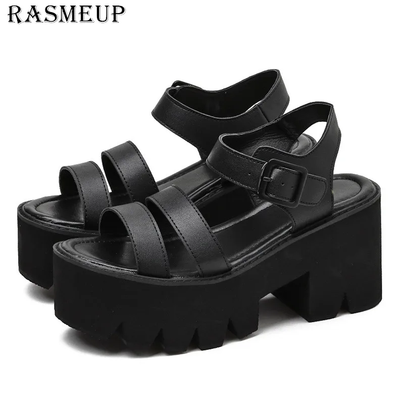RASMEUP черные женские босоножки на платформе лето 2022 женская обувь блочном каблуке