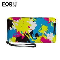 forudesigns personalized graffiti pattern women coin purse fahshion party clutch bag leather wallet teen casual wristband wallet