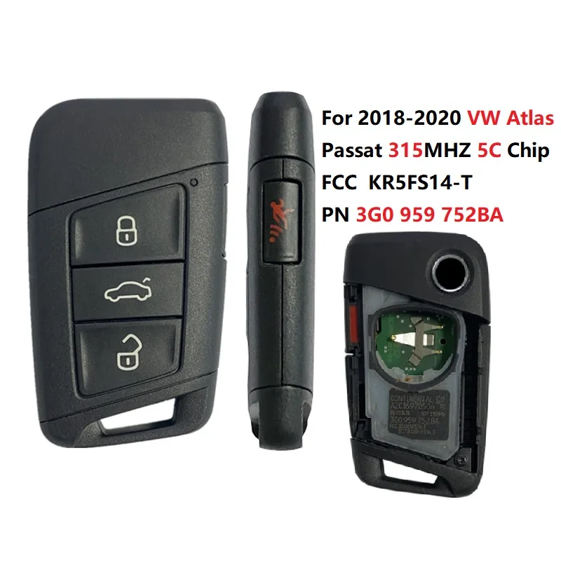 

CN001103 Original FCCID 3G0 959 752BA For 2018-2020 Volkswagen Atlas Passat 4 Button Smart Key PN KR5FS14-T
