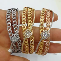 soramoore new maxi size crossover 3 colors bracelet bangle for women wedding party zircon engagement dubai bridal jewelry gifts