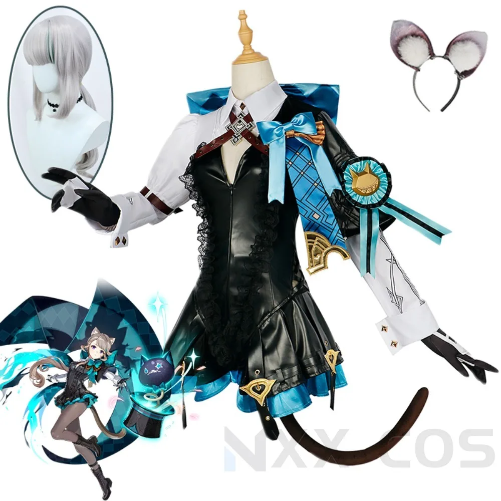 

Lynette Genshin Cosplay Genshin Impact Cosplay Costume Dress Wig Headwear Set Costumes Anime Game Lynette Halloween Outfits