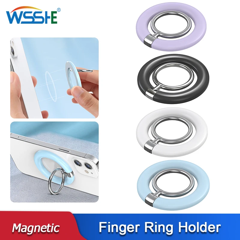 

Magnetic Cell Phone Ring Holder Removable Grip Stand 360 Degree Rotating Bracket For iPhone 14 13 12 11 MagSafe Wireless Charge