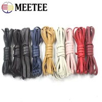 5meters meetee 5mm pu flat leather cords soft skin for woven jewelry necklace decoration diy crafts leather rope material