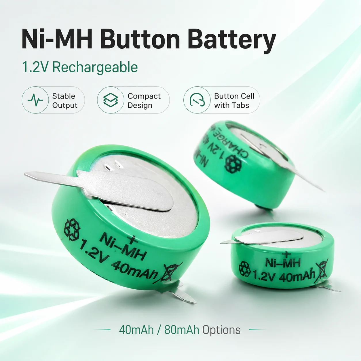 Фото Аккумулятор NiMH 1.2В 80мАч, кнопочный, перезаряжаемый, для солнечных садовых светильников, электронных игрушек, небольших устройств DIY, источник питания №4