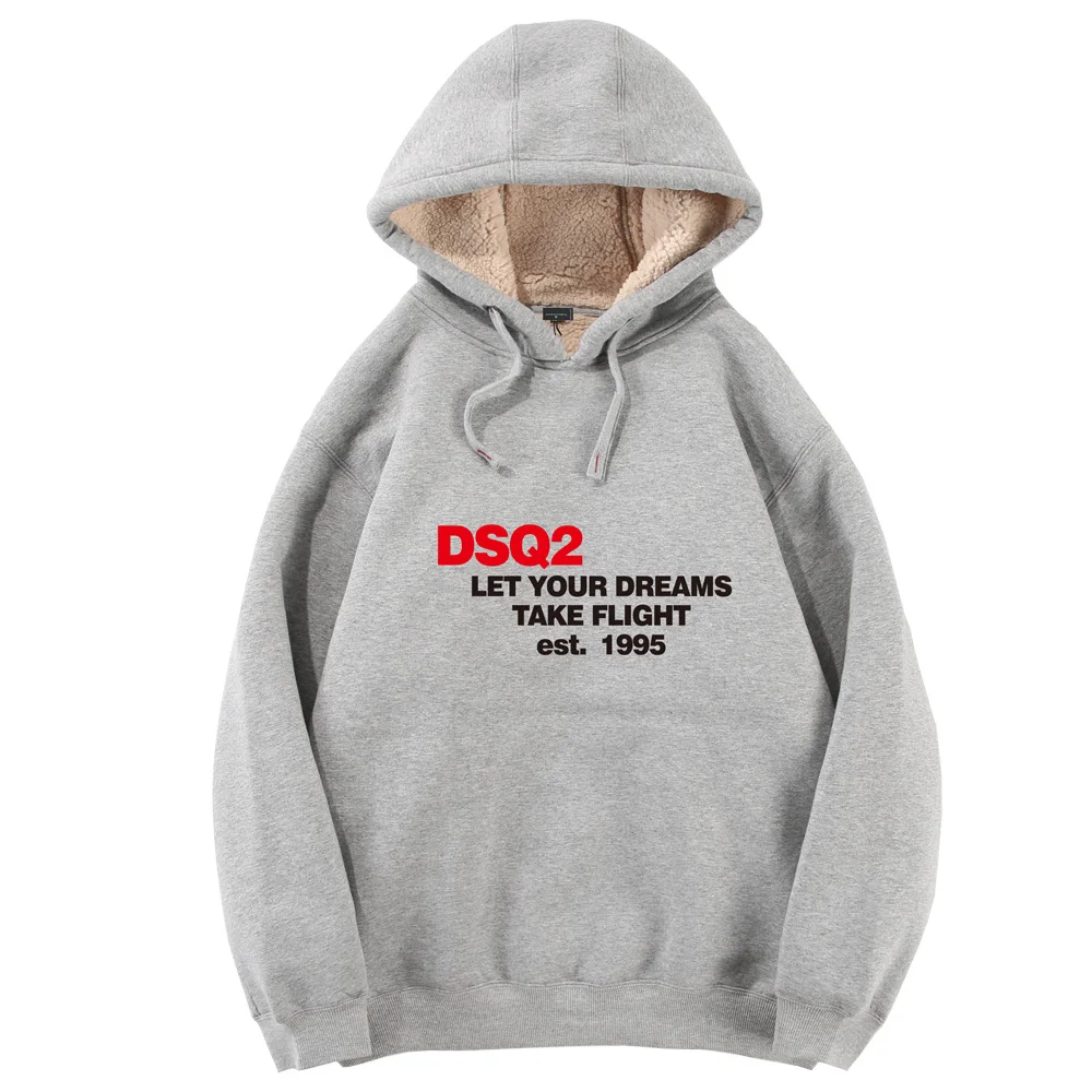 DSQ2 ICON DSQICON2 2023 Men's and Women's Fashion Trend Pure Cotton Simple Letter HIP-HOP Plush Hoodie Boyfriend Girlfriend Gift