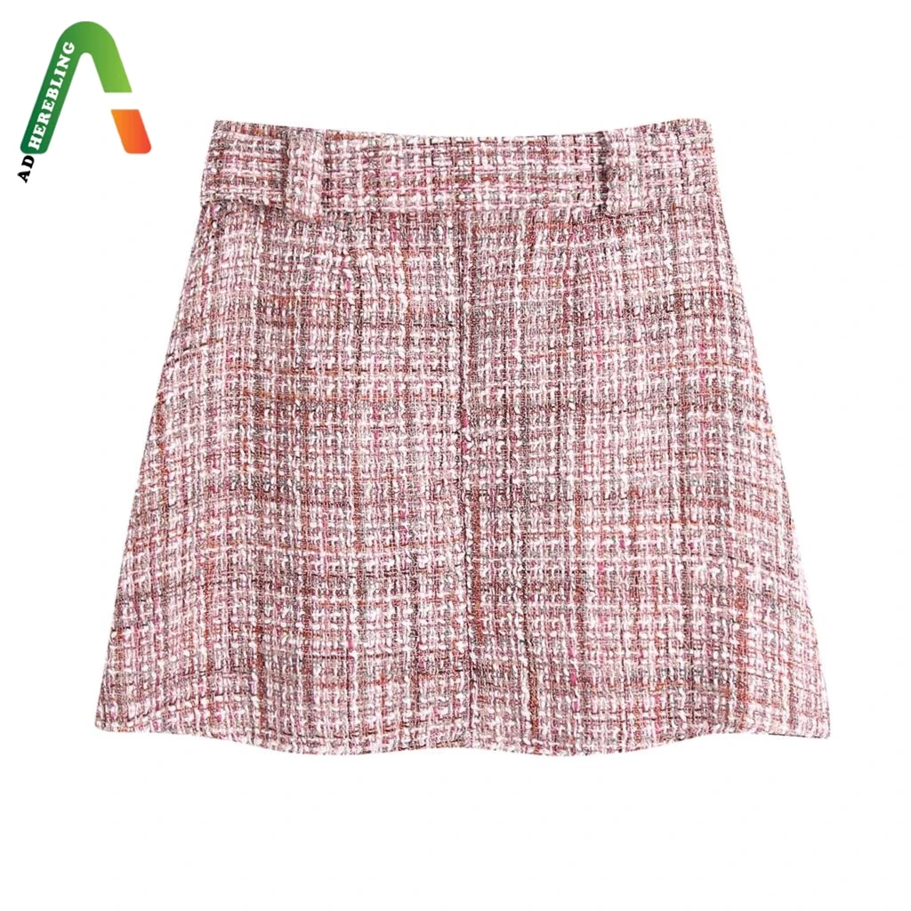 Женская Повседневная юбка-карандаш Adherebling розовая твидовая шерстяная мини-юбка