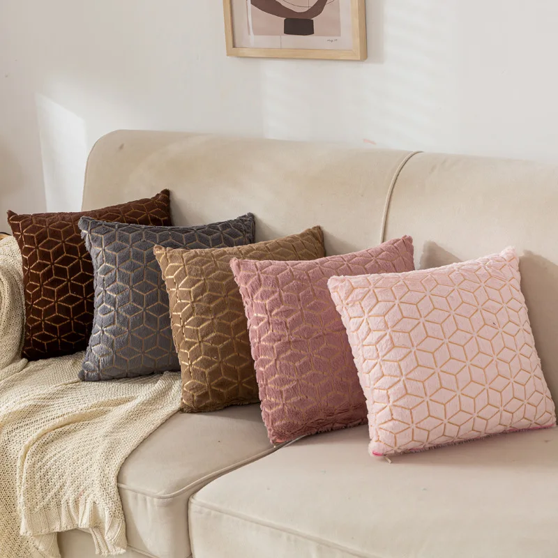 

Geometric Cushion Cover Velvet Pillow Cover Boho Decorative Pillows for Sofa Home Decor Polyester Blend 45x45cm Pillowcase