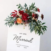 burgundy blush eucalyptus wedding archway flower rustic wedding central swag wedding backdrop arbour gazebo flowers