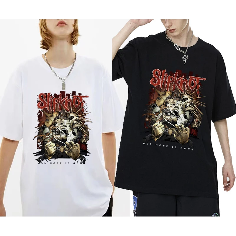 

Men T-Shirts Prepare for Hell Tour T-shirt Heavy Metal Tees Short Sleeve Man Streetwear Rock Band Tshirt Male Slipknots T Shirts