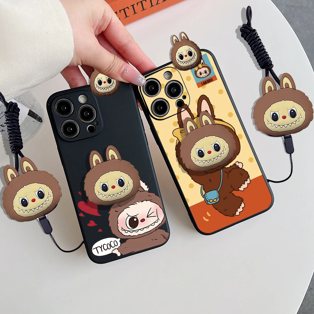 Для Samsung Galaxy Note 8 9 10 20 Ultra Plus lite A 01 30 50 70 wink Чехол Labubu с держателем веревки